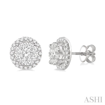 1 1/2 Ctw Lovebright Round Cut Diamond Earrings in 14K White Gold